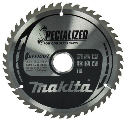 MAKITA lame scie bois Efficut 190x1,45x30 mm 45 dents B-68638