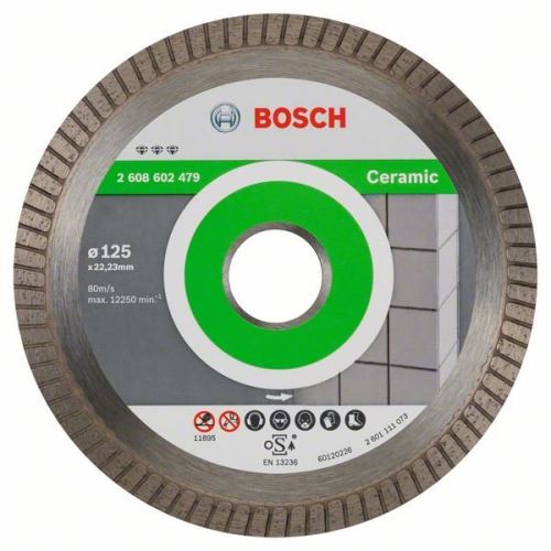 BOSCH Disque à tronçonner diamanté Best for Ceramic Extra-Clean Turbo 125 x 22,23 x 1,4 x 7 mm 2608602479