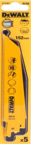 Lame de scie DeWALT 152 mm pour métaux, tôles, tuyaux et profilés de 3 à 8 mm (5 pièces) DT2361