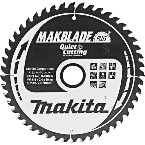 Lame de scie à bois MAKITA MAKBLADEplus 216x2,4x30 mm 48 dents B-08632