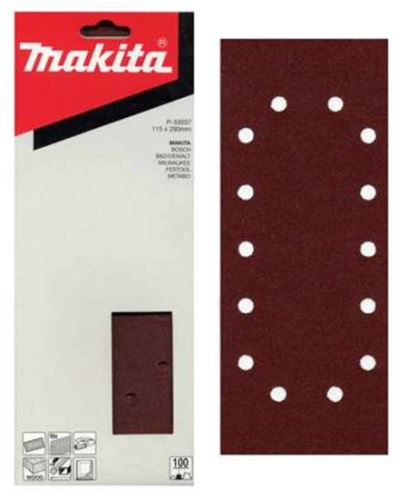 Papier de verre MAKITA 115x280 mm 14 trous K80, 10 pcs P-33021