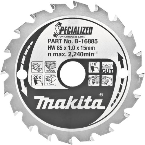 Lame de scie à bois MAKITA SPECIALIZED 85x1x15 mm 20 dents pour scies à batterie B-16885