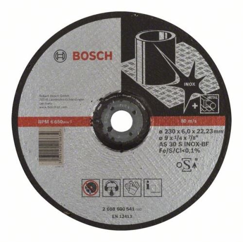 BOSCH Meule d'ébauche profilée Expert pour Inox AS 30 S INOX BF, 230 mm, 6,0 mm 2608600541