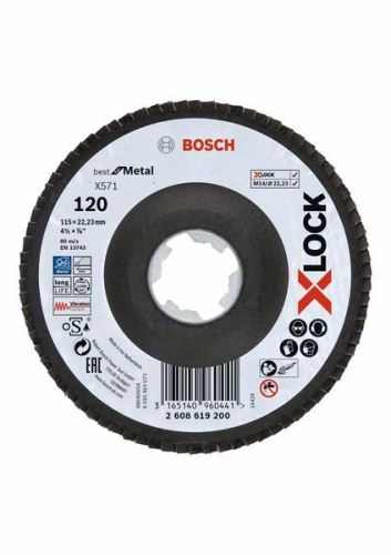 BOSCH X-LOCK Meules à lamelles du système Best for Metal Ø 115 mm, G 120, X571, version courbée, fibre de verre 2608619200