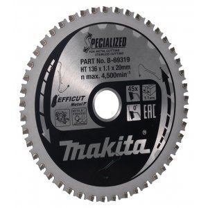 MAKITA lame de scie acier Efficut 136x1,1x20 mm 45 dents B-69319