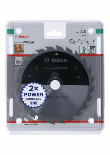 Lame de scie BOSCH pour scies sans fil ; Norme pour le bois 165x20x1,5/1,0x24T 2608837685