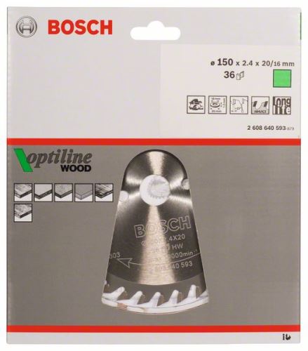 BOSCH Lame de scie Optiline Wood 150 x 20/16 x 2,4 mm, 36 2608640593