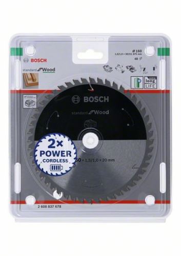 Lame de scie BOSCH pour scies sans fil ; Norme pour le bois 160x20/15,875x1,5/1,0x48T 2608837678