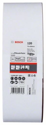 BOSCH Jeu de 10 bandes abrasives X440 75 x 533 mm, 120 2608607259