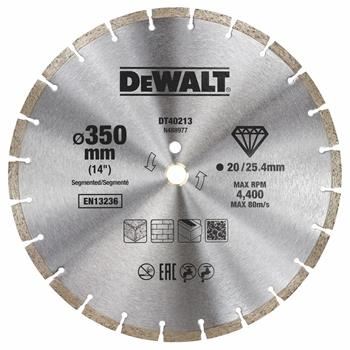 Meule segmentée diamant DeWALT, coupe à sec, 350 x 25,4 mm DT40213