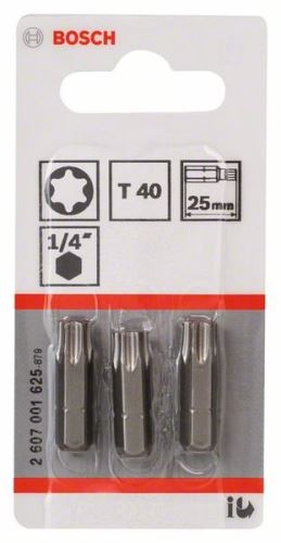 BOSCH Embout de tournevis extra dur Extra-Hart T40, 25 mm (3 pcs) 2607001625