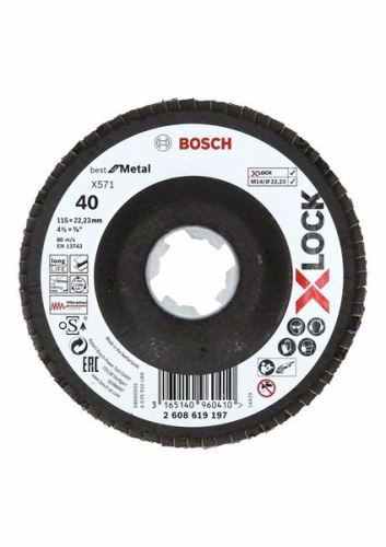 BOSCH X-LOCK Meules à lamelles du système Best for Metal Ø 115 mm, G 40, X571, version courbée, fibre de verre 2608619197