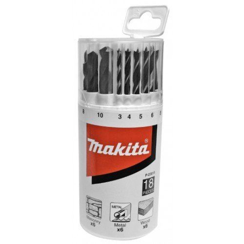 MAKITA jeu de forets pour métal/bois/maçonnerie 3-10 mm (1 de chaque), 18 pièces P-23818