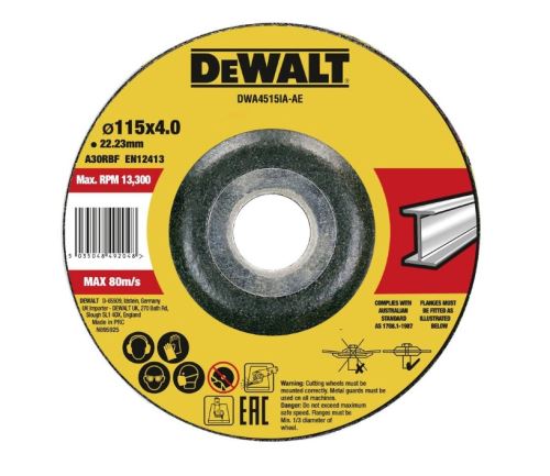 Disque à tronçonner le métal DeWALT 115 x 4 x 22,23 mm DWA4515IA