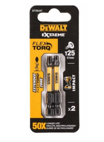 Embout de tournevis Torx DeWALT TORX T25, EXTREME (2 pièces) DT70534T