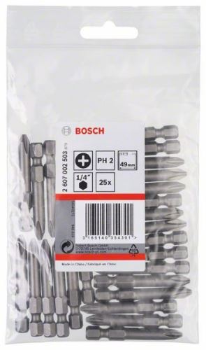 BOSCH Embout de tournevis extra dur Extra-Hart PH 2, 49 mm (25 pièces) 2607002503