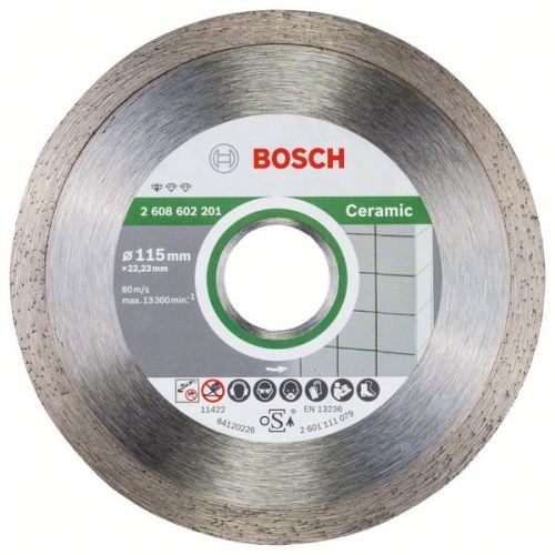 BOSCH Disque à tronçonner diamanté Standard pour Céramique 115 x 22,23 x 1,6 x 7 mm 2608602201