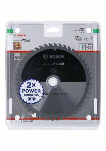 Lame de scie BOSCH pour scies sans fil ; Norme pour Bois 190x30/20x1,6/1,1x48T 2608837710