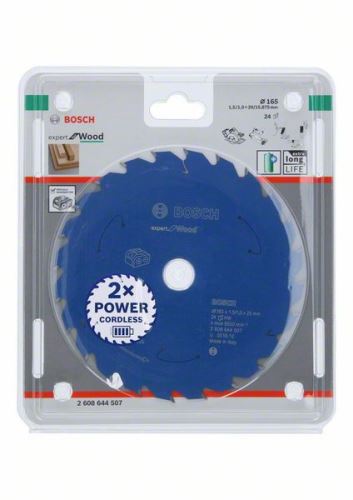 Lame de scie BOSCH pour scies sans fil ; Expert pour le bois 165x20x1,5/1x24T 2608644507