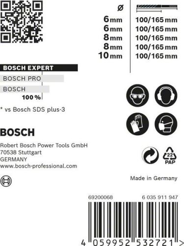 BOSCH EXPERT SDS plus-7X jeu 6/6/8/8/10 mm, 5 pièces 2608900198