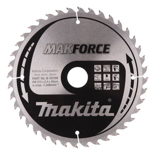 Lame de scie à bois MAKITA MAKFORCE 210x2,4x30 mm 40 dents B-32356