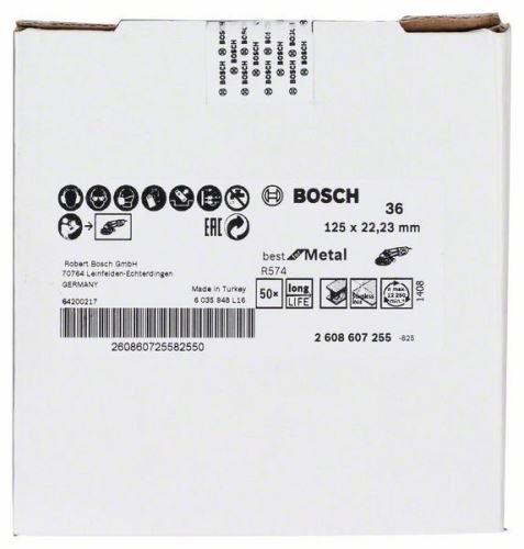 BOSCH Meule fibre R574, idéale pour le métal D = 125 mm ; K = 36 2608607255