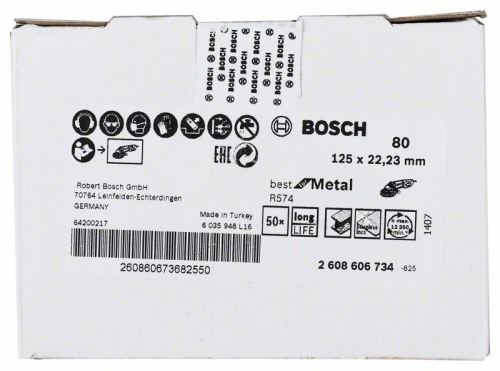 BOSCH Meule fibre R574, idéale pour le métal D = 125 mm ; G = 80 2608606734