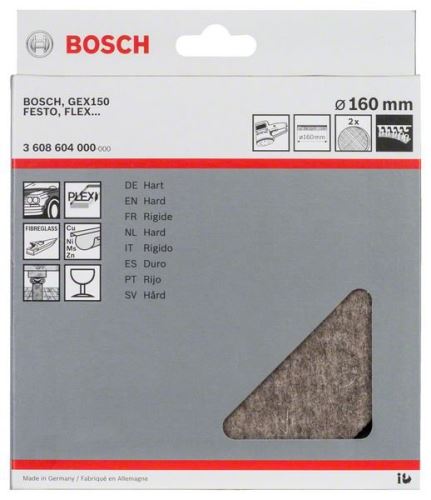 BOSCH Feutre de polissage dur, 160 mm (2 pièces) 3608604000