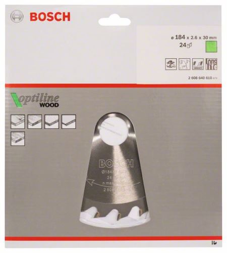 BOSCH Lame de scie Optiline Wood 184 x 30 x 2,6 mm, 24 2608640610