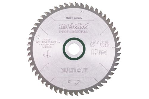 METABO Lame de scie 165 x 20 mm, 54 dents, 5° Power Cut prof 628293000