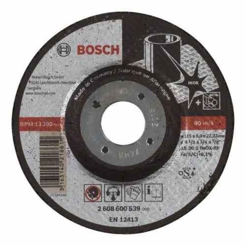 BOSCH Disque d'ébauche profilé Expert pour Inox AS 30 S INOX BF, 115 mm, 6,0 mm 2608600539