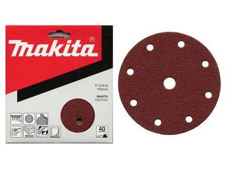 MAKITA papier abrasif Velcro 150 mm 9 trous K100, 50 pcs P-32605