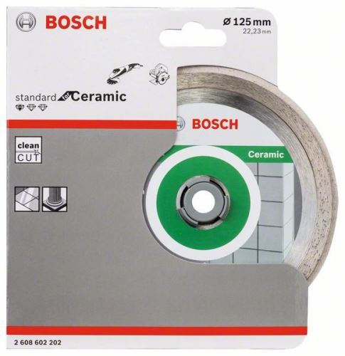 BOSCH Disque à tronçonner diamanté Standard pour Céramique 125 x 22,23 x 1,6 x 7 mm 2608602202