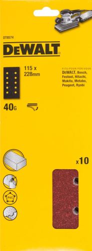 DeWALT Papier abrasif 228 x 115 mm, P120, Velcro (10 pièces) DT8552