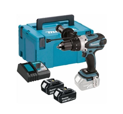 Makita Tournevis à percussion sans fil Li-ion LXT 18V/5,0 Ah, Makpac DHP458RTJ