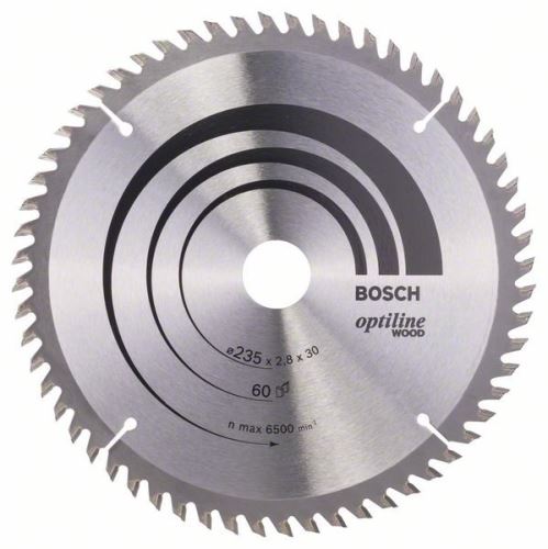 BOSCH Lame de scie Optiline Wood 235 x 30/25 x 2,8 mm, 60 2608641192