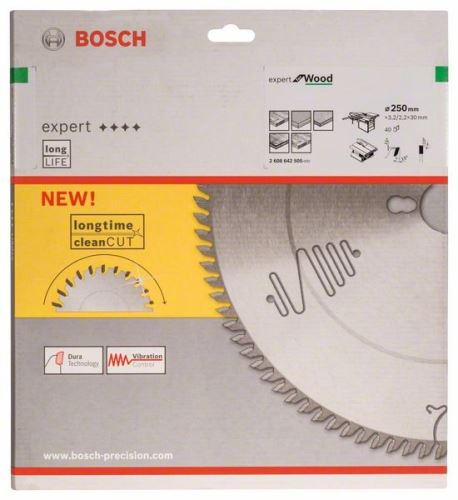 BOSCH Lame de scie Expert pour le bois 250 x 30 x 3,2 mm, 40 2608642505