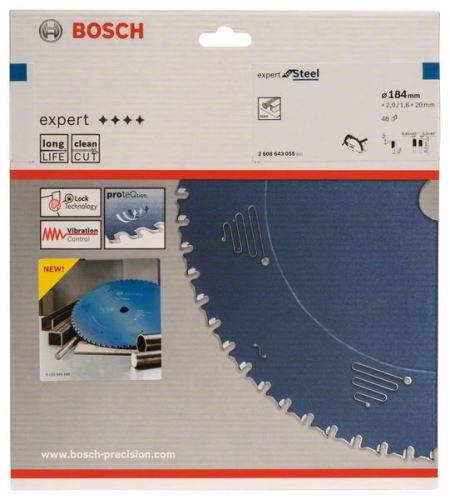 BOSCH Lame de scie circulaire Expert pour l'acier 184 x 20 x 2,0 mm, 48 2608643055