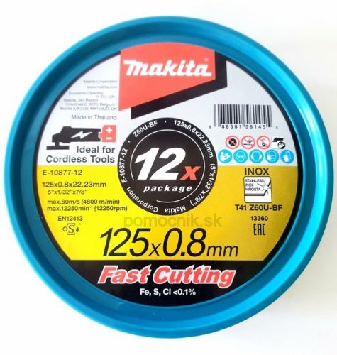 MAKITA disque à tronçonner en acier inoxydable 125x0,8x22,23 mm, 12 pièces nouveauE-22953-12 E-10877-12