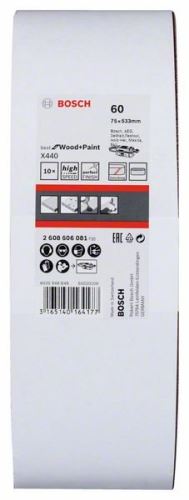 BOSCH Jeu de 10 bandes abrasives X440 75 x 533 mm, 60 2608606081