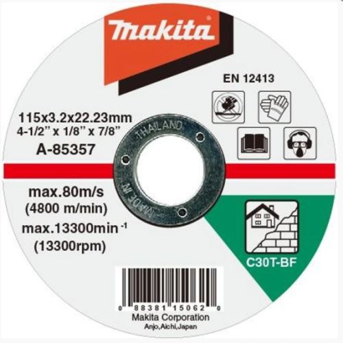 MAKITA disque pierre à découper 115x3x22 mm A-85357