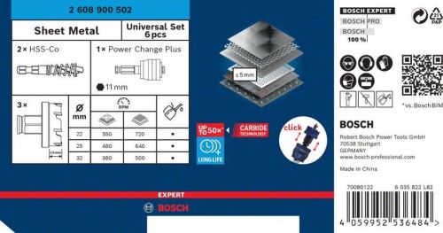 BOSCH EXPERT jeu de perforatrices tôle 22-32, 6 pièces 2608900502