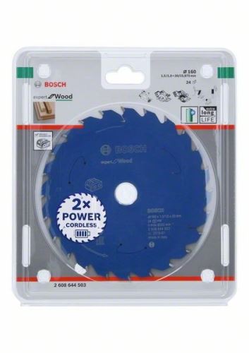 Lame de scie BOSCH pour scies sans fil ; Expert pour le bois 160x20x1,5/1x24T 2608644503