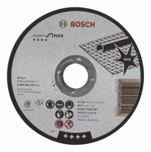 BOSCH Disque à tronçonner droit Expert pour Inox AS 46 T INOX BF, 125 mm, 1,6 mm 2608600220