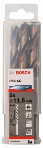 BOSCH Forets pour métal HSS-Co, DIN 338 11,5 x 94 x 142 mm (5 pièces) 2608585902