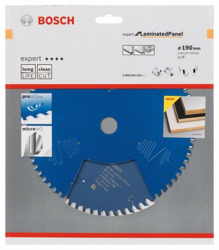 BOSCH Lame de scie Expert pour panneau stratifié 190 x 20 x 2,6 mm, 60 2608644129