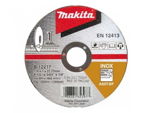 Disque à tronçonner en acier inoxydable MAKITA 230x1,9x22,23 mm B-64618