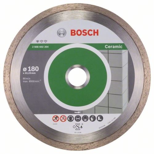 BOSCH Disque à tronçonner diamanté Standard pour Céramique 180 x 22,23 x 1,6 x 7 mm 2608602204