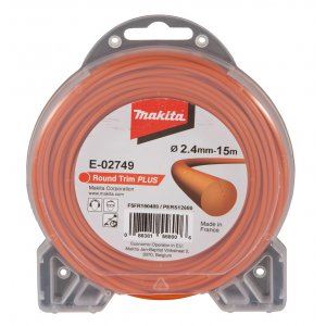 MAKITA fil nylon Plus 2,4 mm, 15 m, orange, rond E-02749