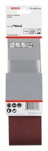 BOSCH Jeu de 3 bandes abrasives X440 100 x 560 mm, 60 ; 80 ; 100 2608606128